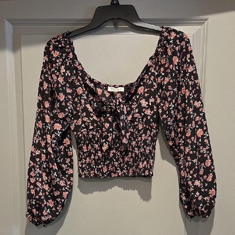 Floral Black and Pink Women's Top